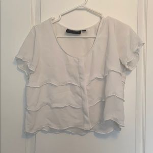Aritzia flowy white crop top